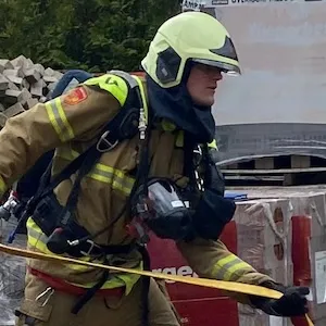 Firefighter in protective gear
